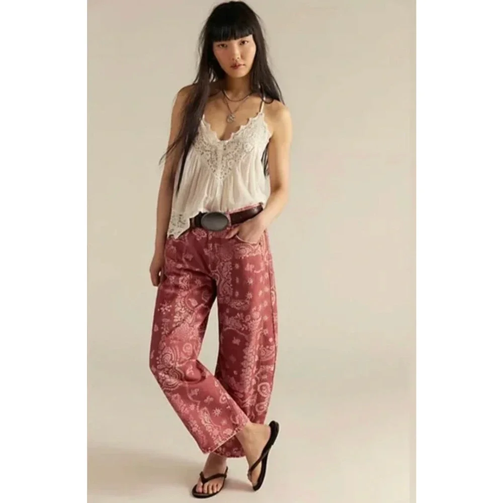 Free People Good Luck Printed Barrel Bandana Block 33 NEW